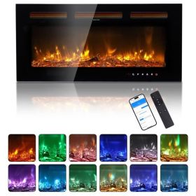 ZOKOP 36" Smart WiFi Electric Fireplace Insert, 1500W Wall Recessed/Mounted, Freestanding Fireplace Heater with Remote Control