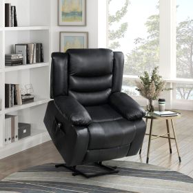 Modern Living room Furniture 1pc Power Lift Chair Faux Leather Upholstery Black Power Recliner Chair