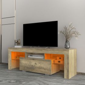 TV Stand with LED RGB Lights; Flat Screen TV Cabinet; Gaming Consoles - in Lounge Room; Living Room; WOOD