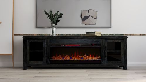 Bridgevine Home Tybee 86 inch Electric Fireplace TV Console for TVs up to 95 inches, Minimal Assembly, Clove finish