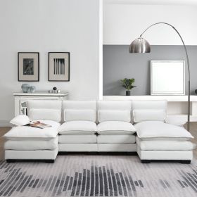 [VIDEO provided][New]109.8*55.9" Modern U-shaped Sectional Sofa with Waist Pillows,6-seat Upholstered Symmetrical Sofa Furniture