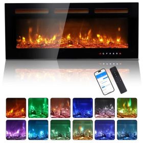 ZOKOP 40" Smart WiFi Electric Fireplace Insert, 1500W Wall Recessed/Mounted, Freestanding Fireplace Heater with Remote Control