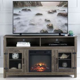 Modern Farmhouse TV Stand with Electric Fireplace