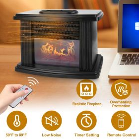 Electric Fireplace Heater 800W Artificial Flame Stove Heater with Accurate Digital Thermostat Timer Setting Remote Control Overheating Protection For