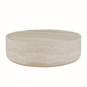 39.37'' Faux MARS Pattern Coffee Tables for Living Room Round Tea Faux Travertine Textured table for Living Room, No Need Assembly.