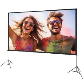 VEVOR Projector Screen with Stand, 150 inch 16:9 4K 1080 HD Outdoor Movie Screen with Stand, Wrinkle-Free Projection Screen with Tripods and Carry Bag