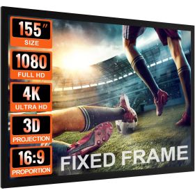 VEVOR Projector Screen Fixed Frame 155inch Projector Screen 16:9 4K HD Movie Screen Wall Mounted for Movie Theater Home