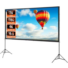 VEVOR Projector Screen with Stand, 120 inch 16:9 4K 1080 HD Outdoor Movie Screen with Stand, Wrinkle-Free Projection Screen with Tripods and Carry Bag