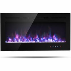 40 " Electric Fireplace Recessed Wall Mounted with Multicolor Flame