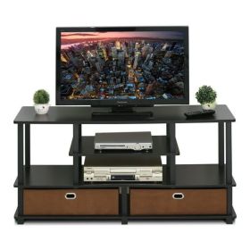 JAYA Large TV Stand for up to 55-Inch TV with Storage Bin, Espresso