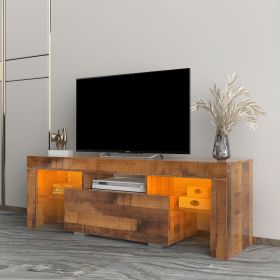 TV Stand with LED RGB Lights; Flat Screen TV Cabinet; Gaming Consoles - in Lounge Room; Living Room; FIR WOOD