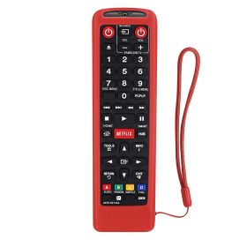 Silicone Protective Case Sleeve For Samsung LCD LED HDTV 3D Smart TV Remote; Samsung BN59-01199F BN59-01301A Remote Holder Skin; Shockproof Samsung Re (Color: Red)