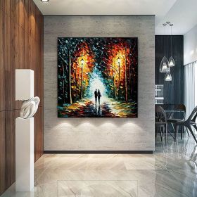 Hand Painted Oil Painting Original Romantic Cityscape Oil Painting On Canvas Large Wall Art Abstract Colorful Forest Painting Custom Tree Painting Bed (Style: 01, size: 80x80cm)