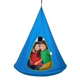 VEVOR Kids Nest Swing Chair, Hanging Hammock Chair with Adjustable Rope, Hammock Swing Chair for Kids Indoor and Outdoor Use (39" D x 52" H) (Color: Blue, Type: Semi-Enclosed)