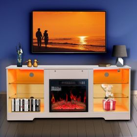 Fireplace TV Stand With 18 Inch Electric Fireplace Heater (Color: as Pic)