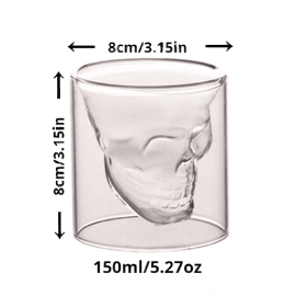 1pc Coffee Mug Double-Layered Transparent Crystal Skull Head Glass Cup For Household Whiskey Wine Vodka Bar Club Beer Wine Glass (Color: 150ml)