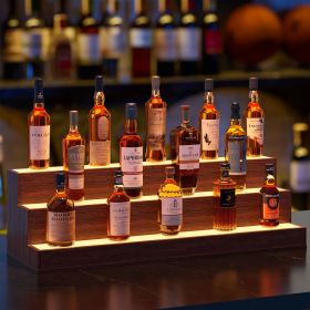 LED Lighted Liquor Bottle Display Shelf, 37 Inch Bar Display Shelf, DIY Illuminated Bottle Shelf with App & Remote Control (Color: as Pic)