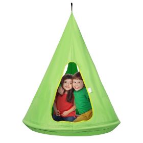 VEVOR Kids Nest Swing Chair, Hanging Hammock Chair with Adjustable Rope, Hammock Swing Chair for Kids Indoor and Outdoor Use (39" D x 52" H) (Color: Green, Type: Semi-Enclosed)