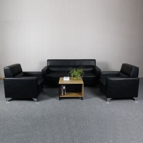 High Quality Executive Sofa for Office Modern Used Leather Reception Office Sofa Set (Color: Black, size: Set)