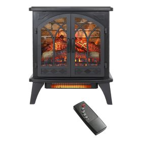 24 inch 3D Flame Electric Infrared Quartz Fireplace Stove with remote control (Color: as Pic)